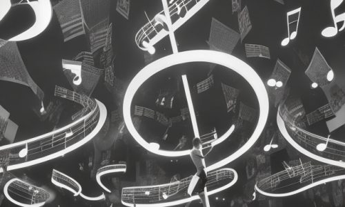 DreamShaper_v7_musical_notes_dancing_in_black_and_white_0-1